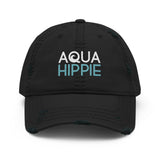 Aqua Hippie Black Distressed Dad Hat