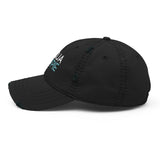 Aqua Hippie Black Distressed Dad Hat