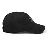 Aqua Hippie Black Distressed Dad Hat