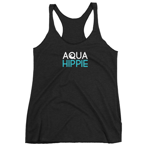 Aqua Hippie Black Women's Racerback Tank