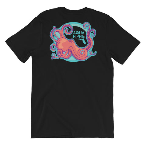 Aqua Hippie Octopus Black/Purple Short-Sleeve Unisex T-Shirt