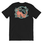 Aqua Hippie Octopus Black/Orange Short-Sleeve Unisex T-Shirt