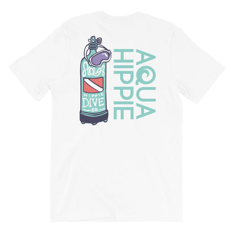 Aqua Hippie Dive Tank Logo White Short-Sleeve Unisex T-Shirt