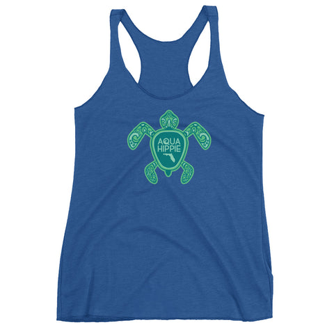 Aqua Hippie Tortuga Blue Women's Racerback Tank